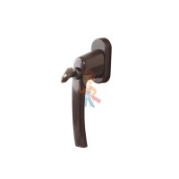 Защёлка - блокиратор Sash Lock коричневая - Ручка с ключом ROTOLINE, штифт 35 мм,коричневая