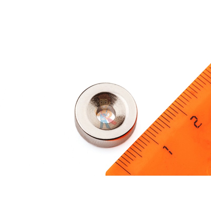Неодимовый магнит - диск 15х5 мм с зенковкой 4.5/10 мм, 2шт, Forceberg - фото 2